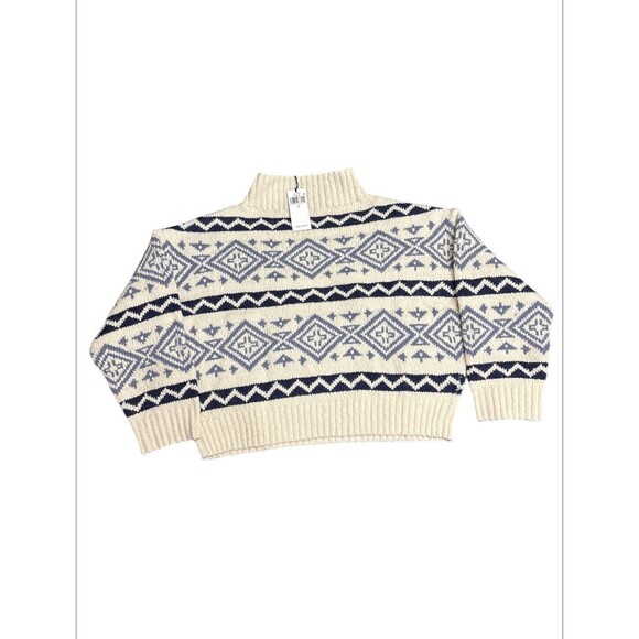 Polo Ralph Lauren Women’s Intarsia Wool-Blend Sweater Cream Blue Multi Large New - Picture 3 of 6